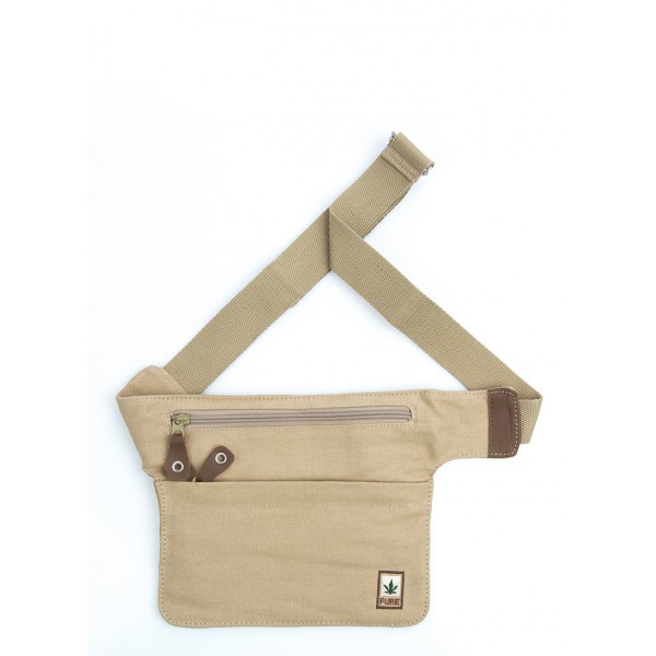 belt bag, flat banana, for travel in hemp and organic cotton