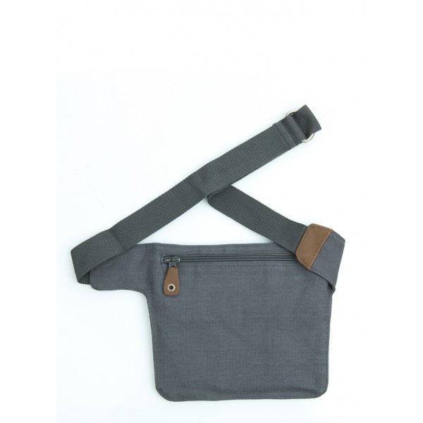 belt bag, flat banana, for travel in hemp and organic cotton